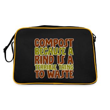 Compost A Rind Is A Terrible Thing To Waste - Retro Bag - black/gold - Back