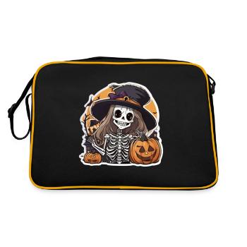 Hexe Halloween Hexen Hut Hexen Besen Hexe Kürbis - Retro Tasche - Schwarz/Gold - Hinten