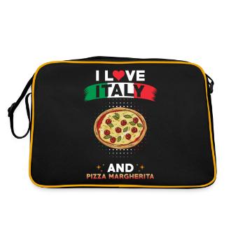 Pizza Margherita Italien Italienische Küche - Retro Tasche - Schwarz/Gold - Hinten