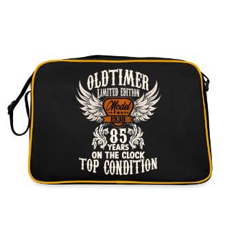 parody birthday motive 85 years classic car rocker - Retro Tasche - Schwarz/Gold - Hinten