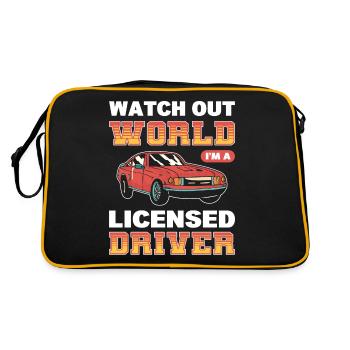 Watch Out World I'm A Licensed Driver First Time - Retro Bag - black/gold - Back