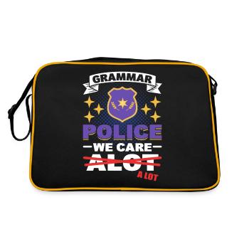 Grammatik-Polizei Wir kümmern uns sehr - Retro Tasche - Schwarz/Gold - Hinten