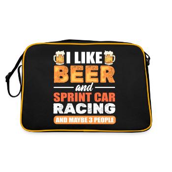 Ich mag Bier und Sprint Car Racing und vielleicht - Retro Tasche - Schwarz/Gold - Hinten