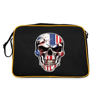 Skulls Skull America Flag Skull Bone - Retro Bag - black/gold - Back