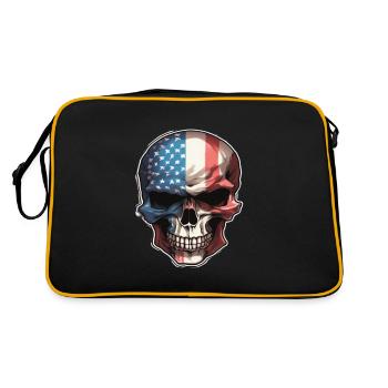 Skulls Skull America Flag Skull Bone - Retro Bag - black/gold - Back