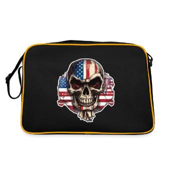 Skulls Skull America Flag Skull Bone - Retro Bag - black/gold - Back
