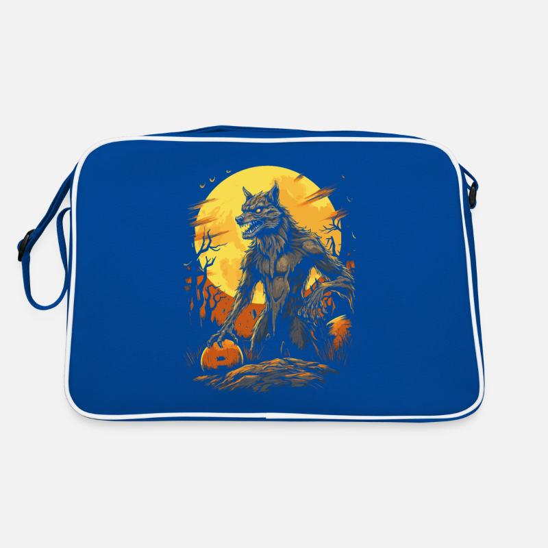 Gefährlicher Werwolf Mit Kürbis Vor Vollmond Retro Tasche