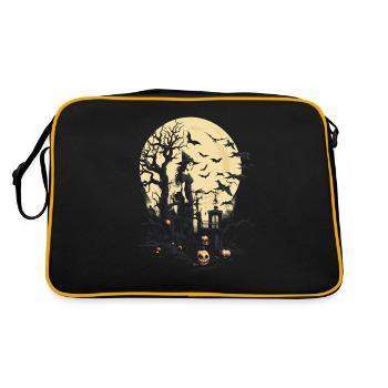 Sorcière mystique avec citrouilles et chauves-souris - Sac Retro - noir/or - Dos