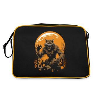 Werewolf Howls Before Full Moon In Halloween Night - Retro Bag - black/gold - Back