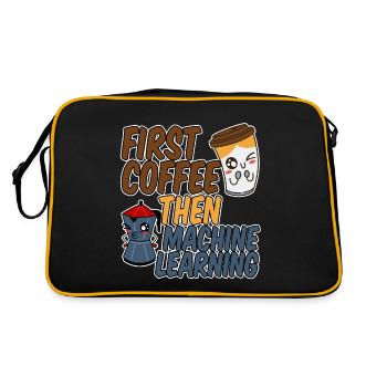First Coffee Then Machine Learning 4 - Retro Tasche - Schwarz/Gold - Hinten