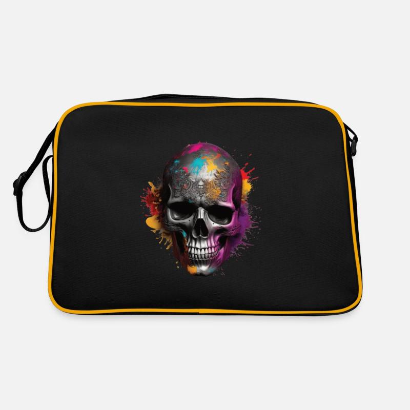 Crânes Crâne Crâne Crâne Os du crâne - Sac Retro - noir/or