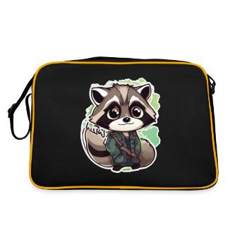 Waschbär - Retro Tasche - Schwarz/Gold - Hinten