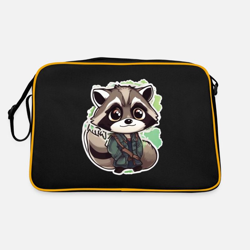 Waschbär - Retro Tasche - Schwarz/Gold