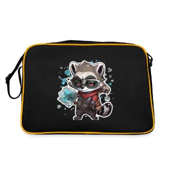 Waschbär - Retro Tasche - Schwarz/Gold - Hinten