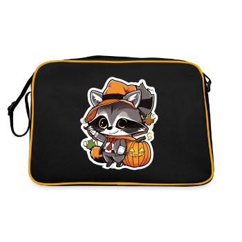 Waschbär Halloween Waschbär Kostüm Tiere - Retro Tasche - Schwarz/Gold - Hinten
