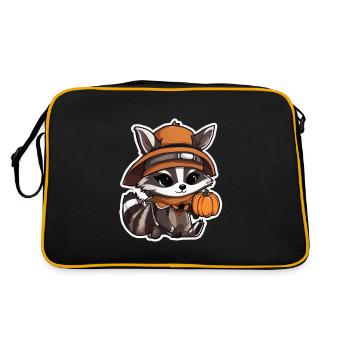 Waschbär Halloween Waschbär Kostüm Tiere - Retro Tasche - Schwarz/Gold - Hinten