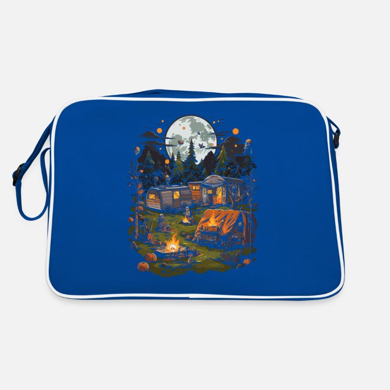 Spukiges Halloween Camping Abenteuer Im Wald Retro Tasche