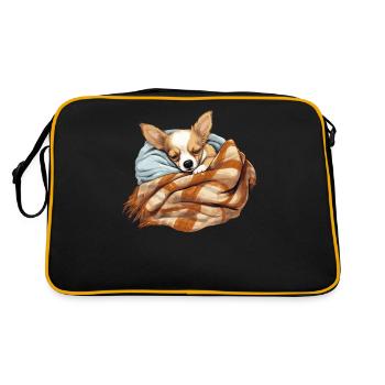 Chien Chihuahua endormi Ami chien - Sac Retro - noir/or - Dos