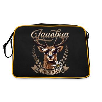 Jungen Lausbua T-Shirt Kinder Trachtenshirt Herren - Retro Tasche - Schwarz/Gold - Hinten