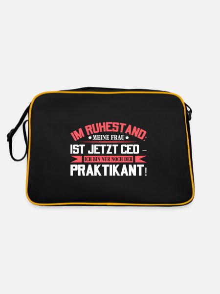 Im Ruhestand Bin Nur Noch Der Praktikant Lustiges - Retro Tasche - Schwarz/Gold - Hinten