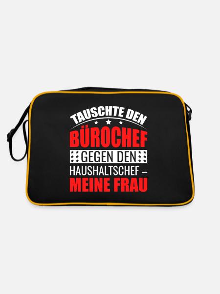 Chef ist jetzt meine Frau für Rentner im Ruhestand - Retro Tasche - Schwarz/Gold - Hinten