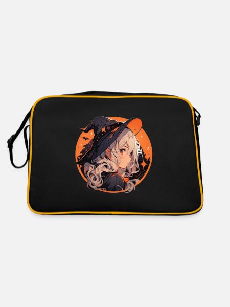 Hexe Hexen Hexe Halloween Hexen Outfit - Retro Tasche - Schwarz/Gold - Hinten