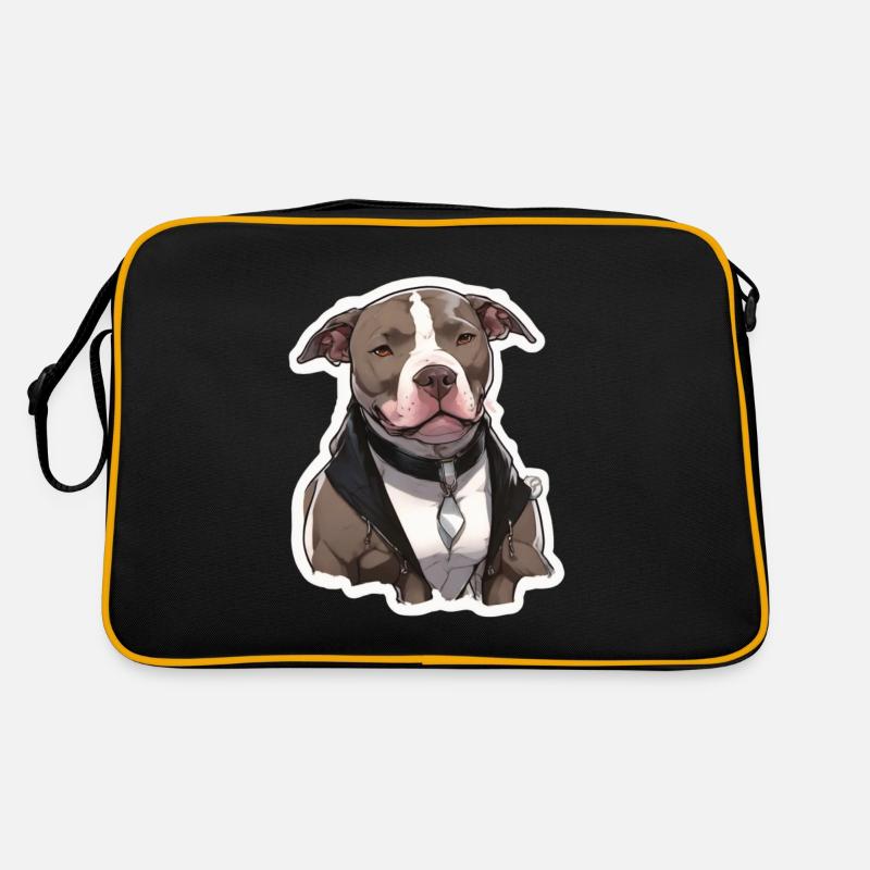 Pitbull Pitbull Chien Pitbull Vêtements Pitbulls - Sac Retro - noir/or