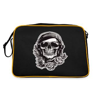 Totenkopf Totenschädel Skulls Skull - Retro Tasche - Schwarz/Gold - Hinten