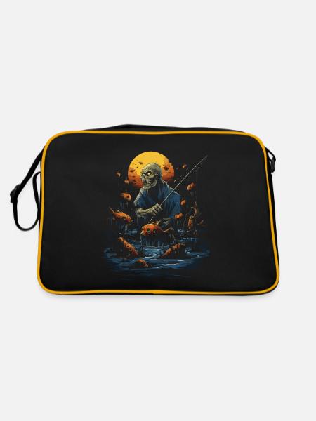 Creepy angler creepy Halloween fisherman - Retro Bag - black/gold - Back