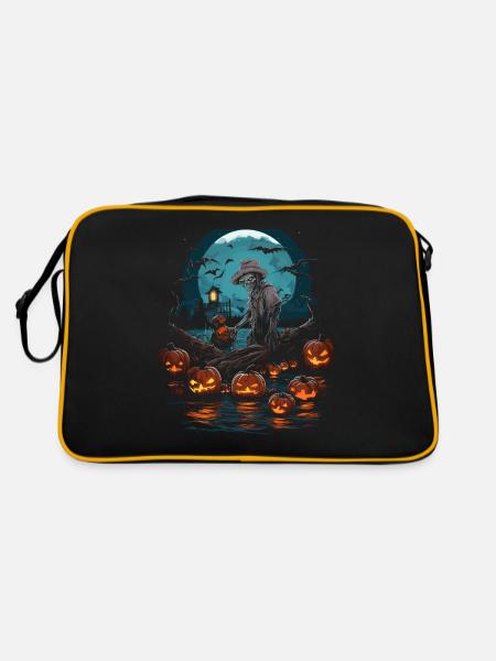 Creepy angler creepy Halloween fisherman - Retro Bag - black/gold - Back