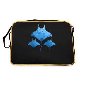Manta Ray Aquarium Mantarochen Liebhaber - Retro Tasche - Schwarz/Gold - Hinten