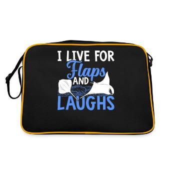 Manta Ray I live for flaps Manta Rays Lover - Retro Bag - black/gold - Back