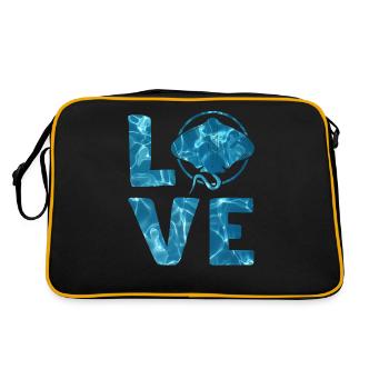 Manta Ray Love Mantarochen Liebhaber Stachelrochen - Retro Tasche - Schwarz/Gold - Hinten