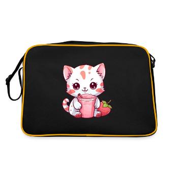 Chaton Mignon Kawaii Bubble Tea Anime Fille - Sac Retro - noir/or - Dos