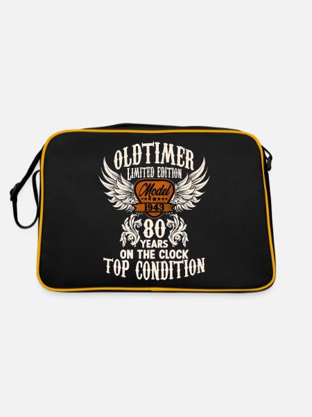 80 ans voiture classique anniversaire rocker fan biker - Sac Retro - noir/or - Dos