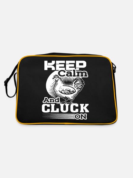 Chicken Keep Calm And Cluck On Chicken - Retro Bag - black/gold - Back
