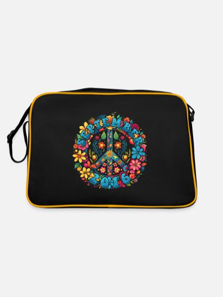 Flower Power Hippie Birthday - September 2016 - Retro Bag - black/gold - Back