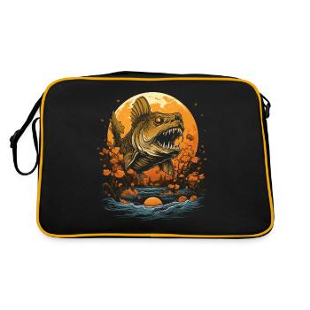 Gruselige Gewässer zum Angeln Halloween Fischen - Retro Tasche - Schwarz/Gold - Hinten