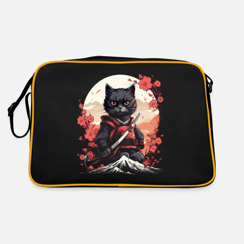 Ancient Japan Warrior Ninja Cat | Samurai Kitty Retro Bag