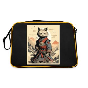Japanese Cat Warrior - Retro Bag - black/gold - Back