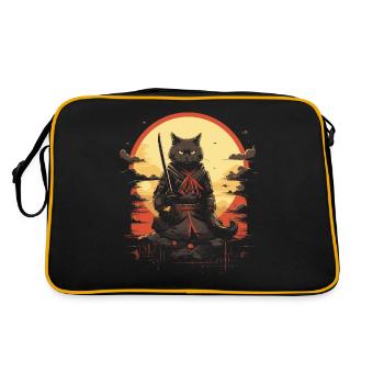 Japanese Cat Warrior - Retro Bag - black/gold - Back