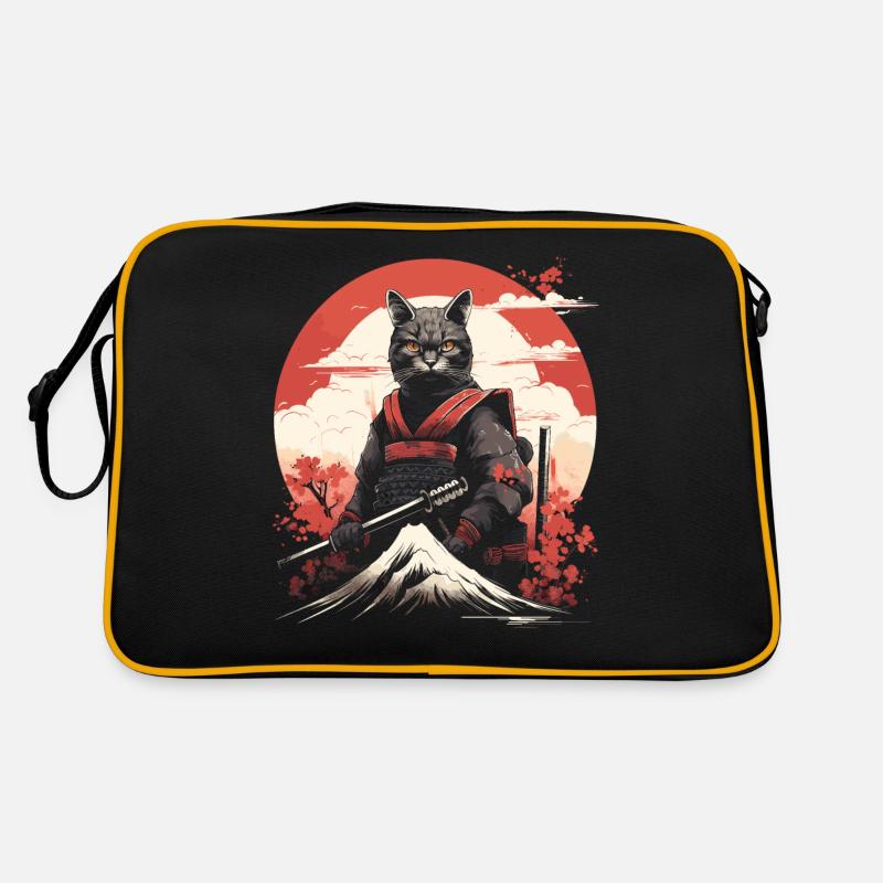 Ancient Japan Warrior Ninja Cat | Samurai Kitty Retro Bag