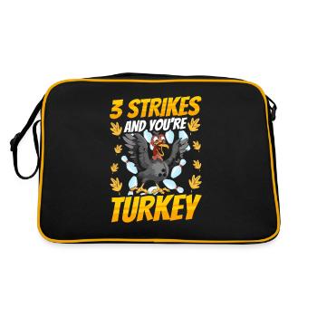 Thanksgiving Bowl Bowler Strike Pin Sport Bowling - Retro Bag - black/gold - Back