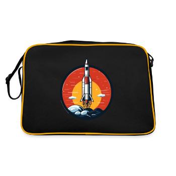 Vintage Raketen Weltraum Logo Space Rocket - Retro Tasche - Schwarz/Gold - Hinten