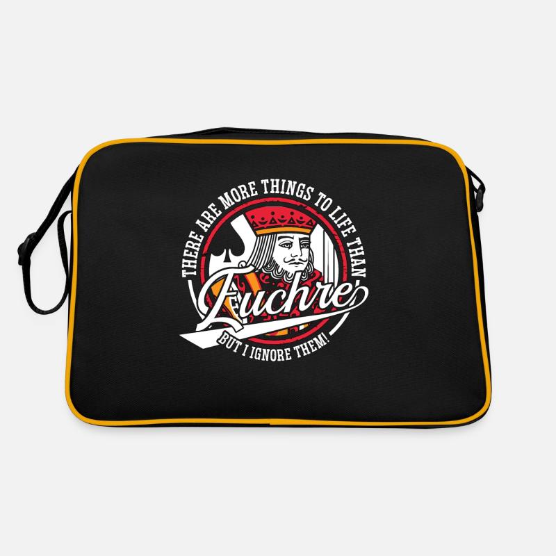 Euchre There Are More Things To Life Playing Cards - Retro Tasche - Schwarz/Gold