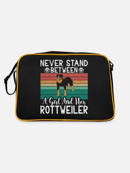 Rottweiler Gifts - Retro Tasche - Schwarz/Gold - Hinten