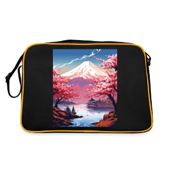 Impression d’art paysager japonais du mont Fuji - Sac Retro - noir/or - Dos