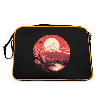 Impression d’art paysager japonais du mont Fuji - Sac Retro - noir/or - Dos