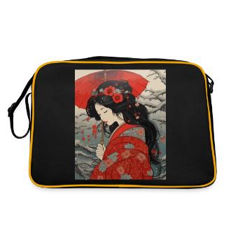Japanese Print Geisha Art - Retro Bag - black/gold - Back