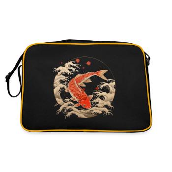 Japanese Koi Fish Art Print - Retro Bag - black/gold - Back